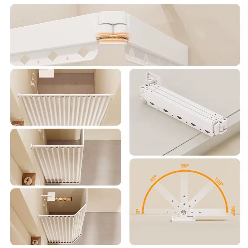 حمالة ستائر للحمام قابلة للطي بدون حفر 